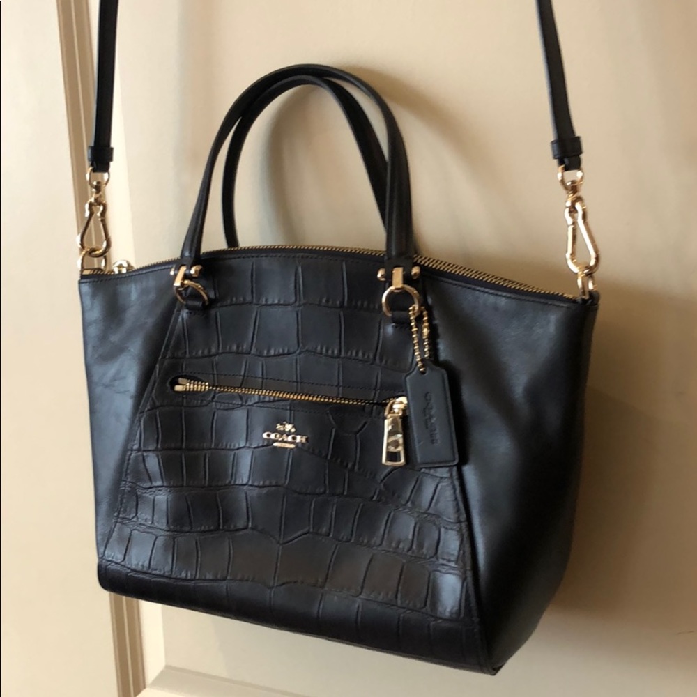 coach leather handbag with cross body strap